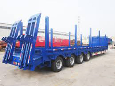 Low Prices 120ton 4axles Flatbed Low Bed Truck Semi Trailer in China