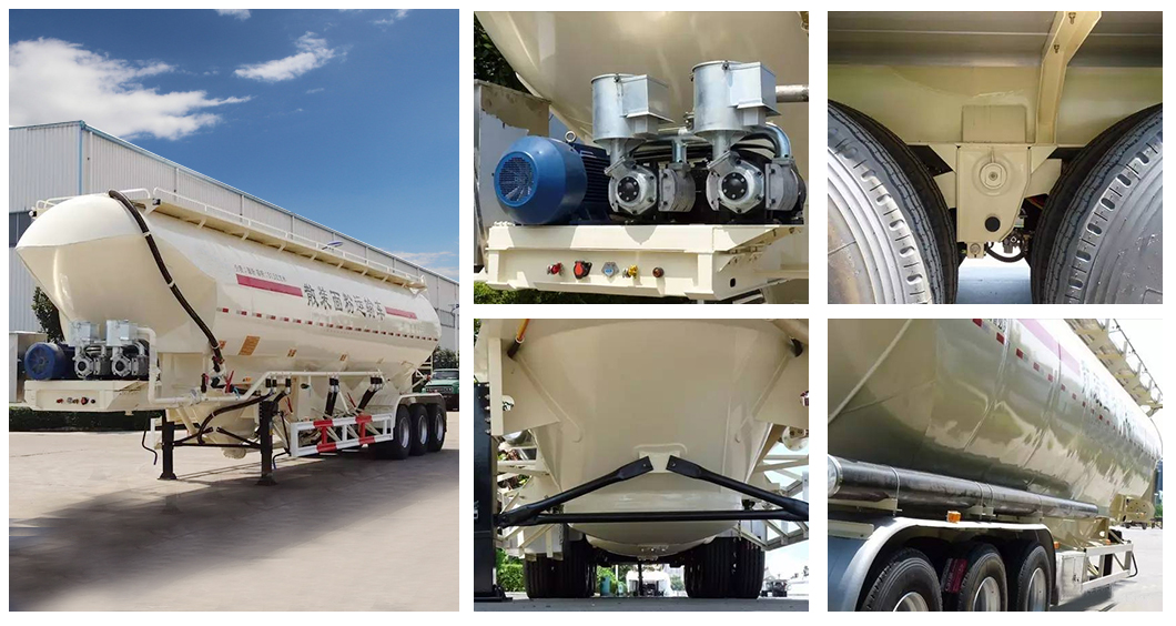 Tri Axles Flour SemiTrailer Tanker Flour Transport Tank Truck Tractor